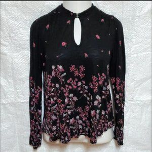 Lucky Brand Floral Keyhole Long Sleeve Top